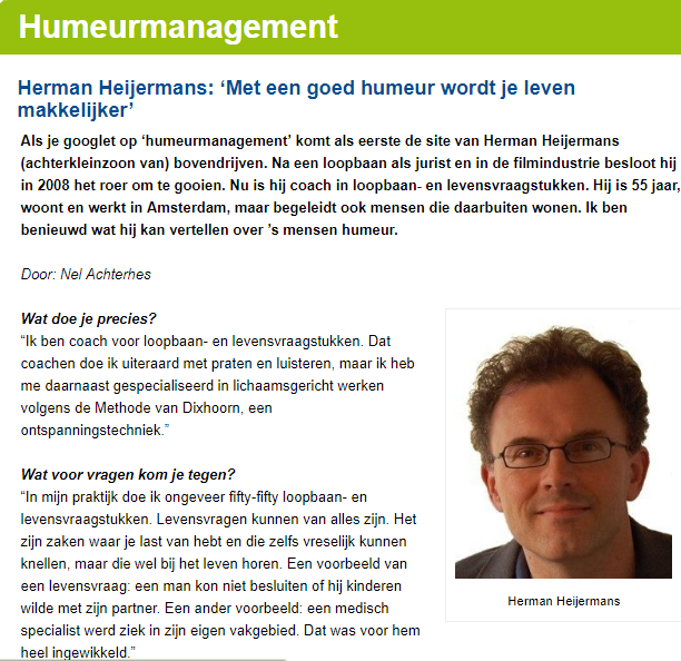 Interview loopbaancoach Amsterdam over humeurmanagement